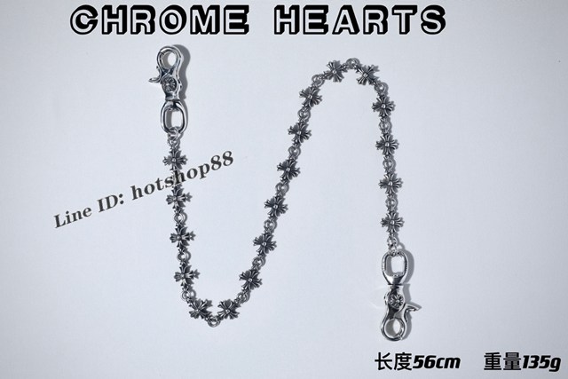 Chrome Hearts專櫃純手工做舊純銀飾品 克羅心925純銀雙狗扣十字花褲包鏈 gj1145